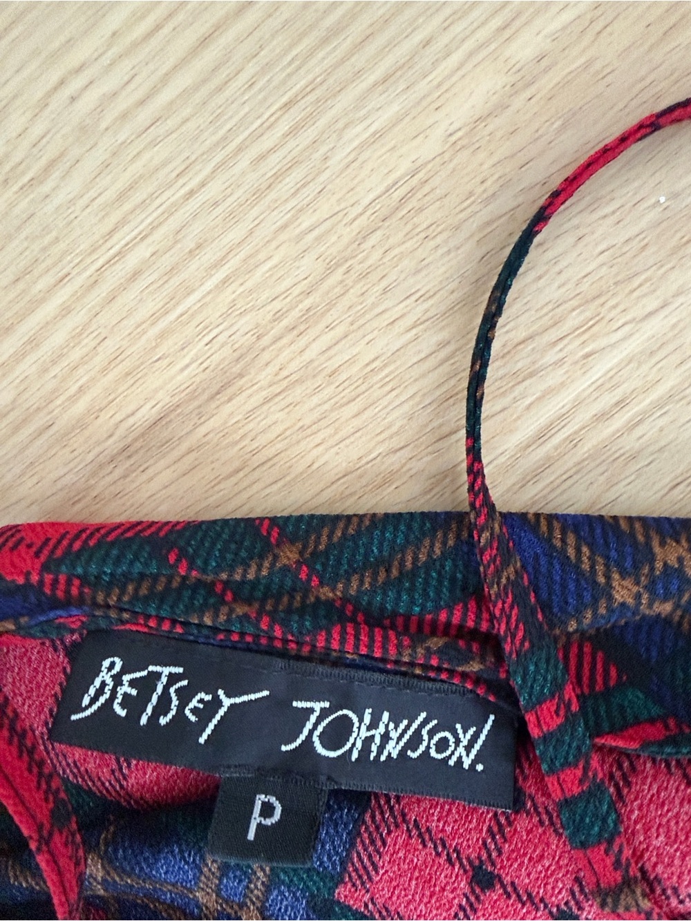 Vintage Betsey Johnson Red & Plaid Spaghetti-Strap Midi Dress - Picture 6 of 8